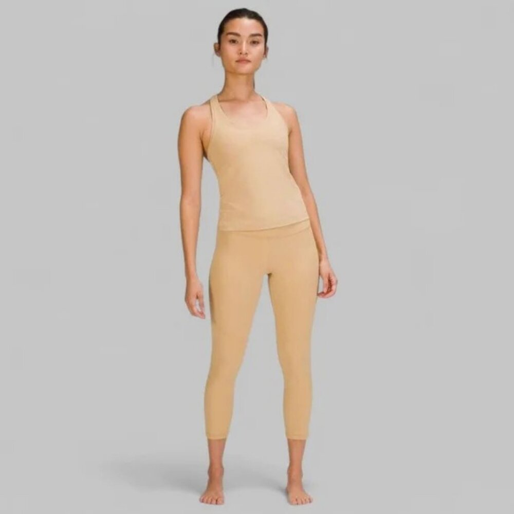 Lululemon Cool Racerback Nulu Pecan Tan Short Tank Performance Training Top 6